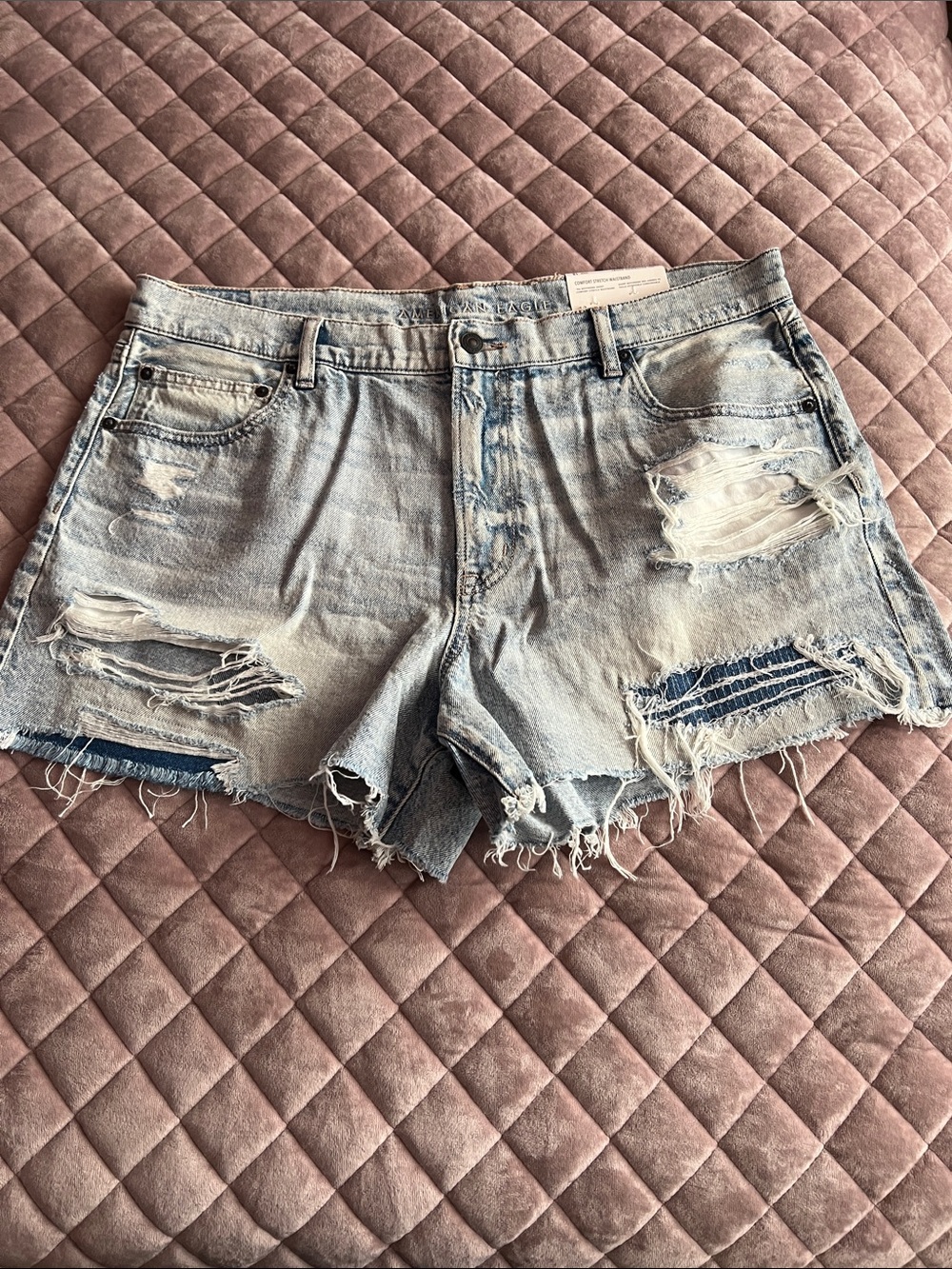 American Eagle Outfitters Light Blue Distressed Denim Cutoff Shorts